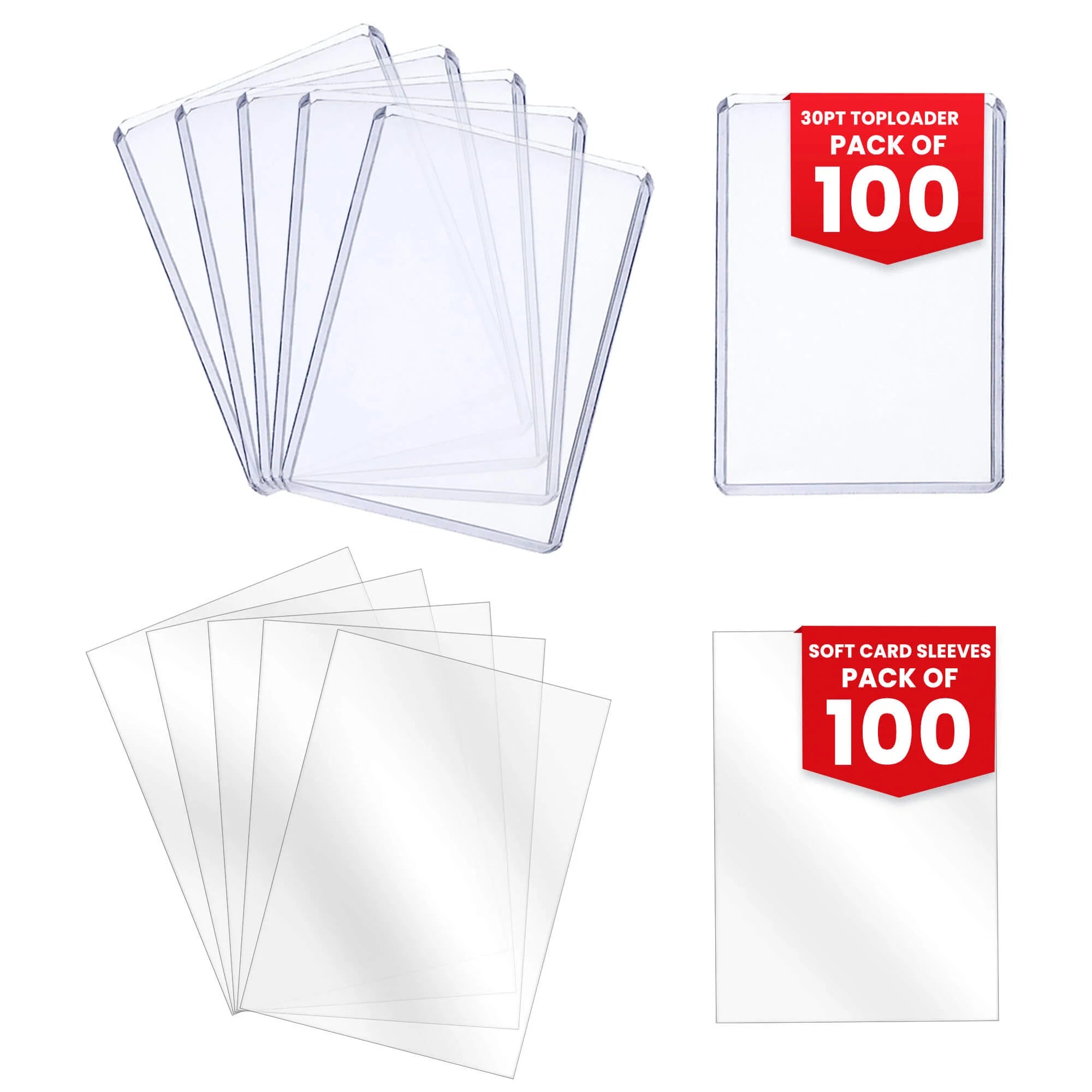 EVORETRO Top Loaders & Sleeves - Pack of 100 Toploaders 35PT & 100 Sleeves