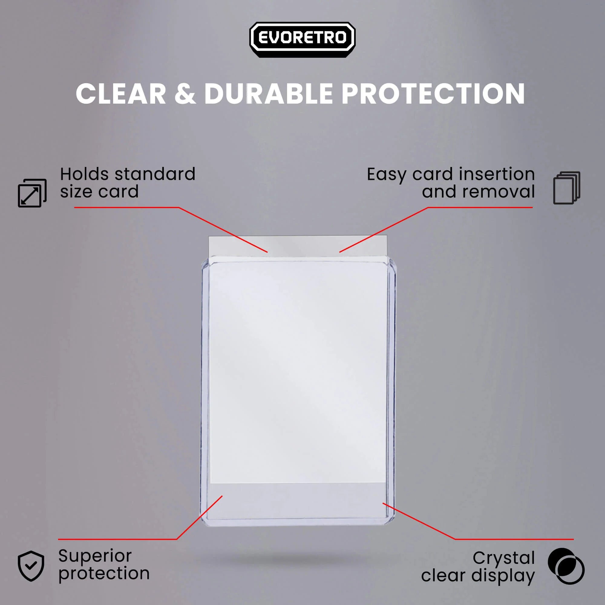 EVORETRO Top Loaders & Sleeves - Pack of 100 Toploaders 35PT & 100 Sleeves